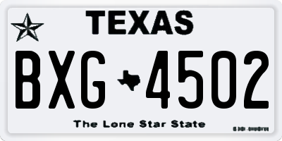 TX license plate BXG4502
