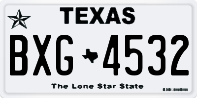 TX license plate BXG4532
