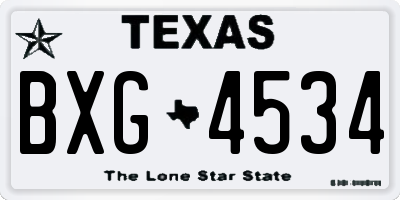 TX license plate BXG4534
