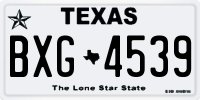 TX license plate BXG4539