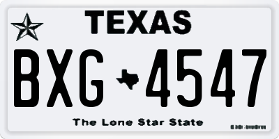 TX license plate BXG4547