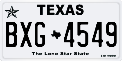TX license plate BXG4549