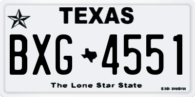 TX license plate BXG4551