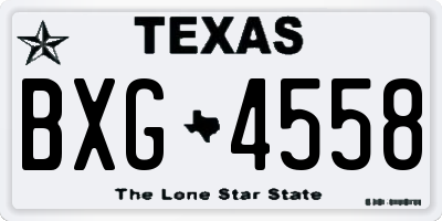 TX license plate BXG4558