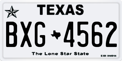 TX license plate BXG4562