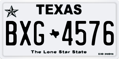 TX license plate BXG4576