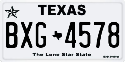 TX license plate BXG4578