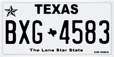 TX license plate BXG4583