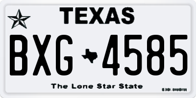 TX license plate BXG4585