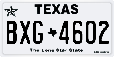 TX license plate BXG4602