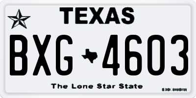 TX license plate BXG4603