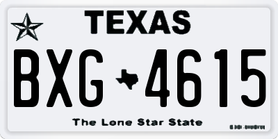 TX license plate BXG4615