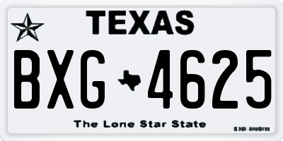 TX license plate BXG4625