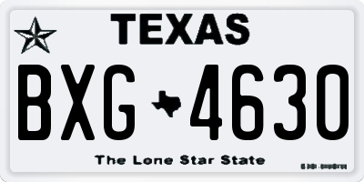TX license plate BXG4630