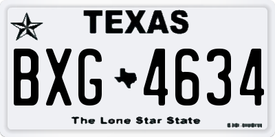 TX license plate BXG4634