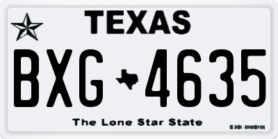 TX license plate BXG4635