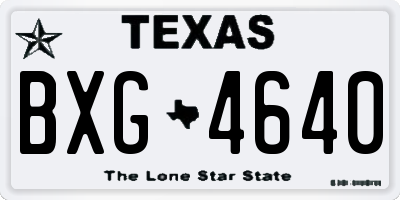 TX license plate BXG4640