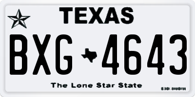 TX license plate BXG4643