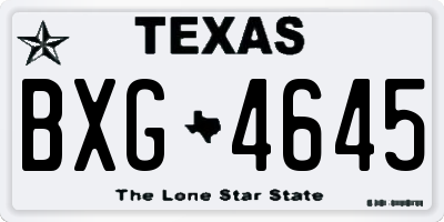 TX license plate BXG4645