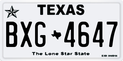 TX license plate BXG4647