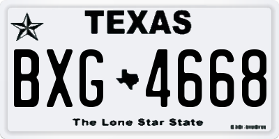 TX license plate BXG4668