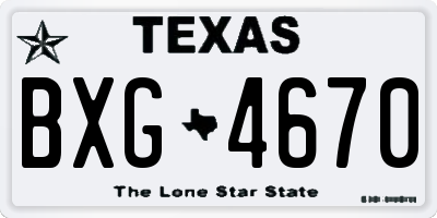 TX license plate BXG4670