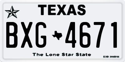 TX license plate BXG4671