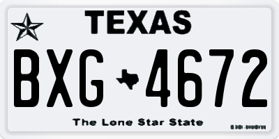 TX license plate BXG4672