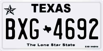 TX license plate BXG4692