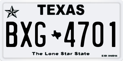 TX license plate BXG4701
