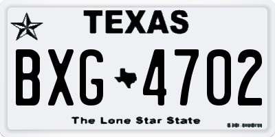 TX license plate BXG4702