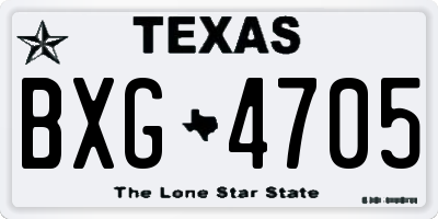 TX license plate BXG4705