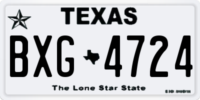 TX license plate BXG4724