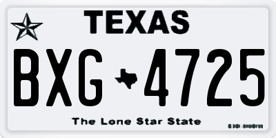 TX license plate BXG4725