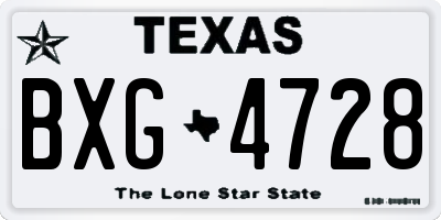 TX license plate BXG4728