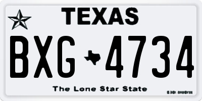 TX license plate BXG4734