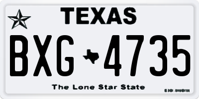 TX license plate BXG4735