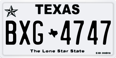 TX license plate BXG4747
