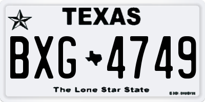 TX license plate BXG4749