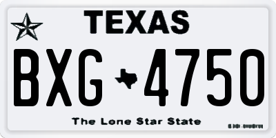 TX license plate BXG4750