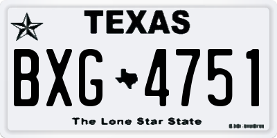 TX license plate BXG4751