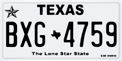 TX license plate BXG4759