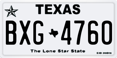 TX license plate BXG4760