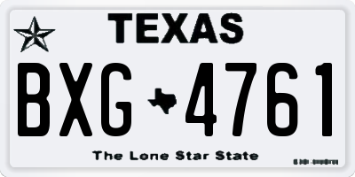 TX license plate BXG4761