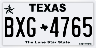 TX license plate BXG4765