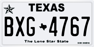 TX license plate BXG4767