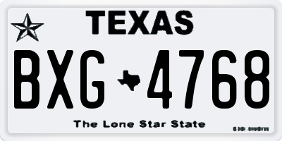 TX license plate BXG4768
