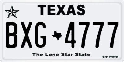 TX license plate BXG4777