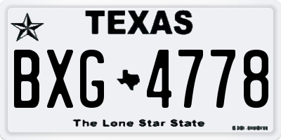 TX license plate BXG4778