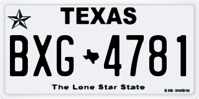 TX license plate BXG4781